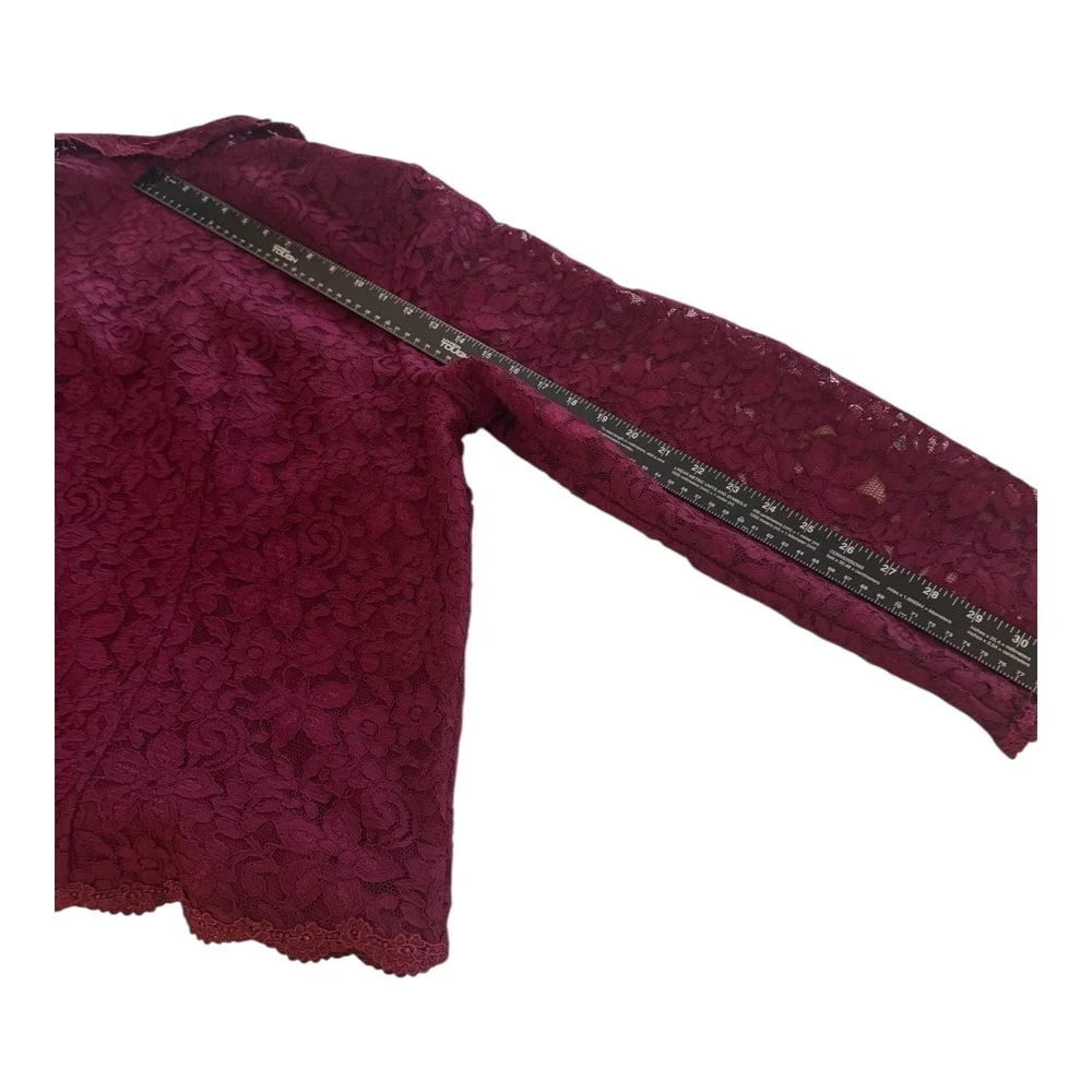 Talbots Woman Burgundy Floral Lace Button Front Jacket Plus Size 18W Romantic - Picture 8 of 8